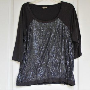 Eyelash Couture grey sequin blouse